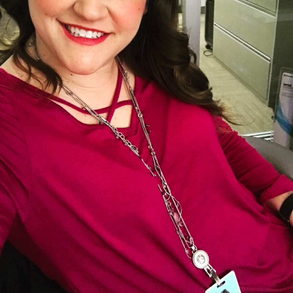 Fuchsia long shirt with top cross design.
